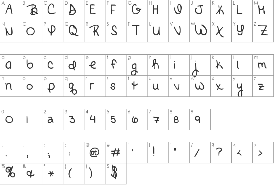 Brick by Boring Brick font character map preview