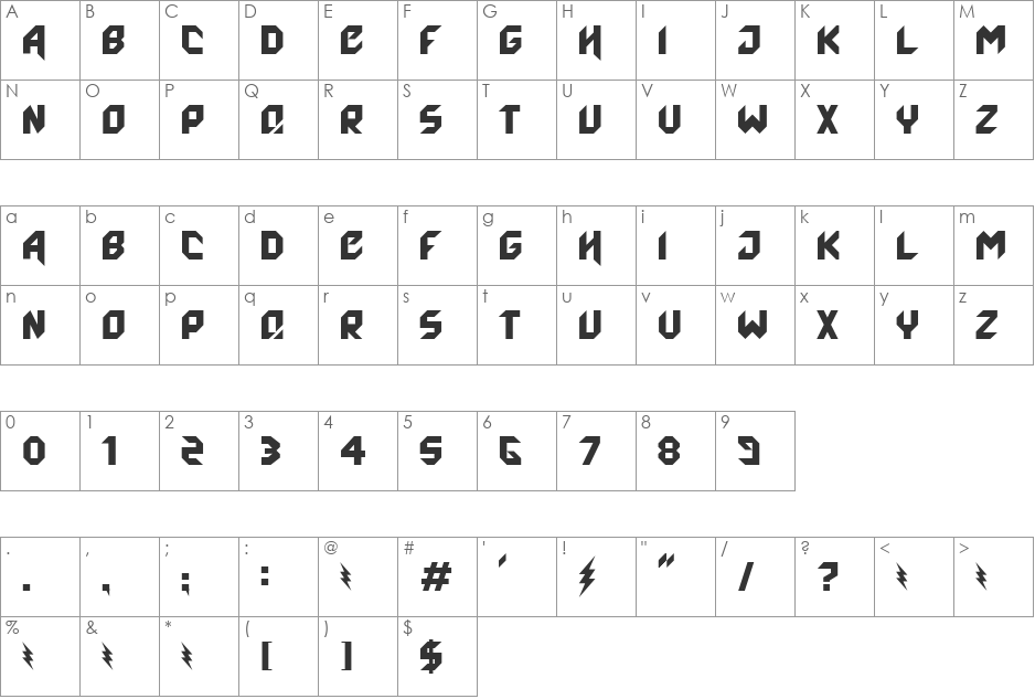 Agero font character map preview