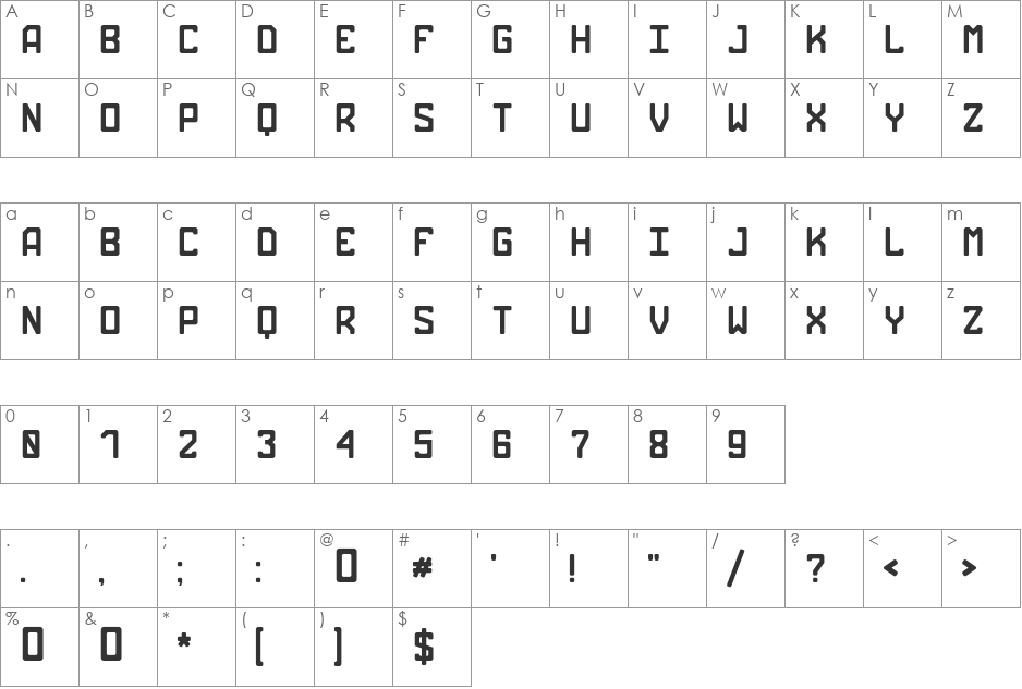 Bricks font character map preview