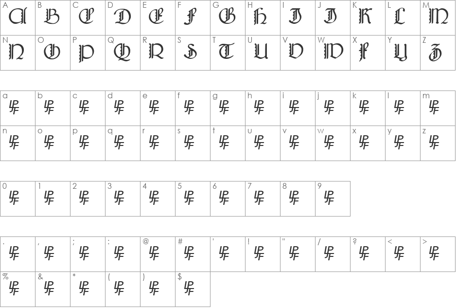 Bridgnorth Capitals font character map preview
