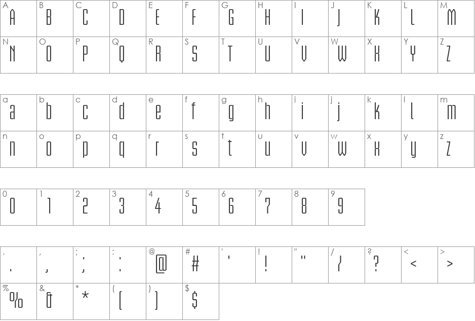 Briem Akademi Std font character map preview