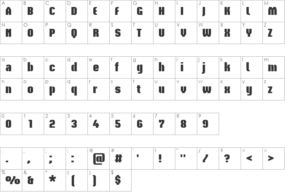 Briem Akademi Std font character map preview