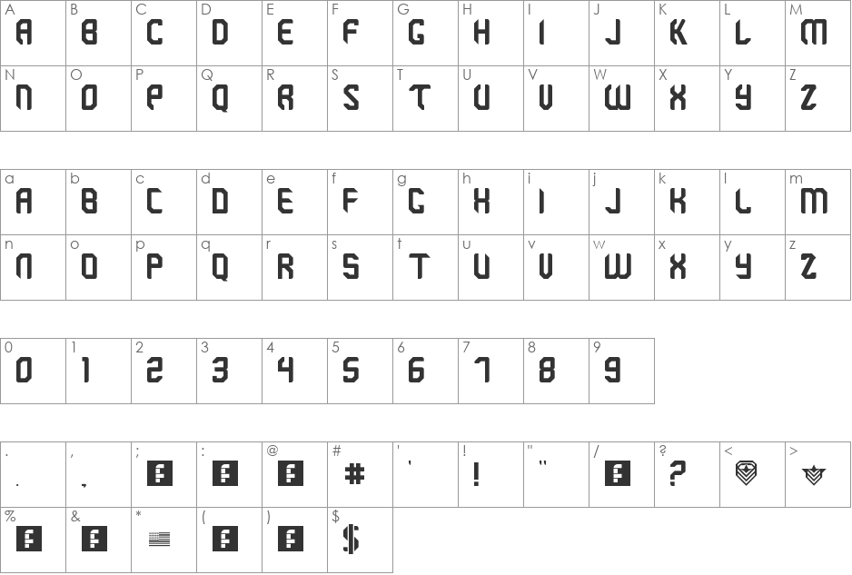 brigade font character map preview