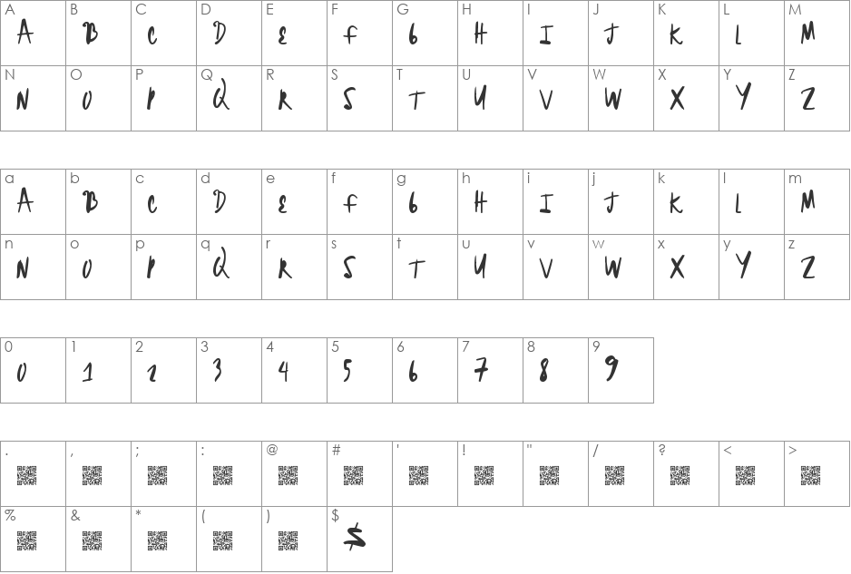 BrightHeadline font character map preview