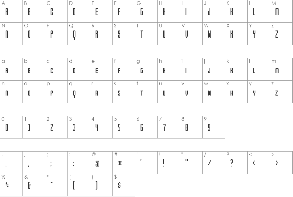 Brighton SmallCaps NBP font character map preview