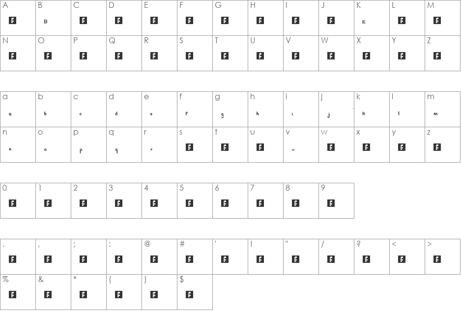 Brigman_Font_1 font character map preview