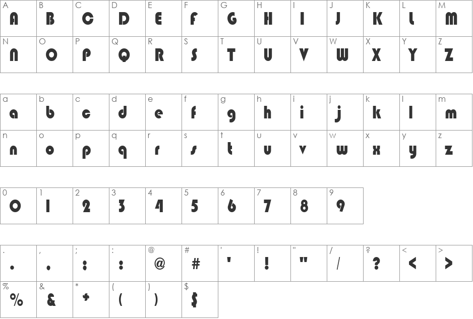 BRINLEB font character map preview