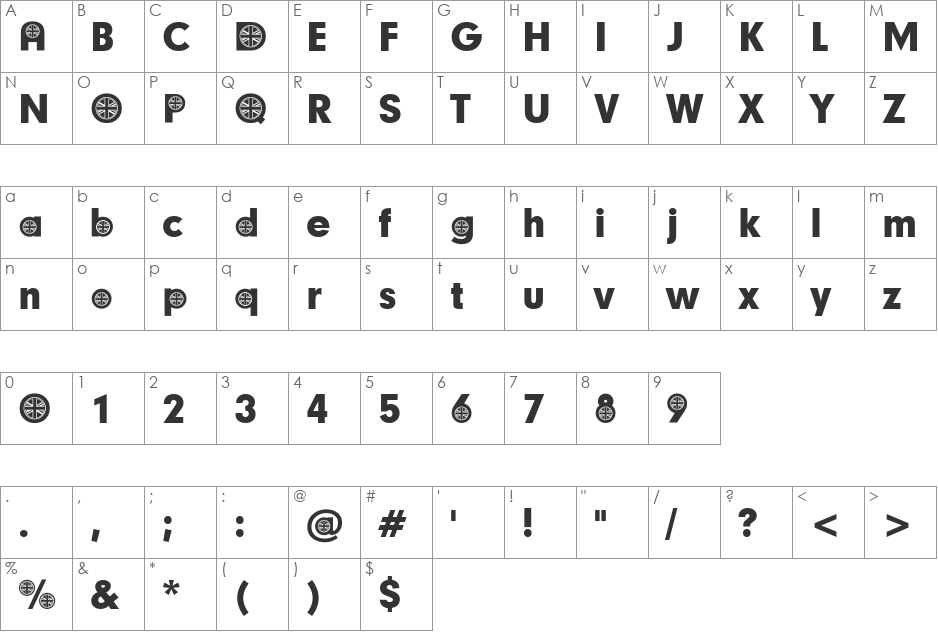 British Participants font character map preview