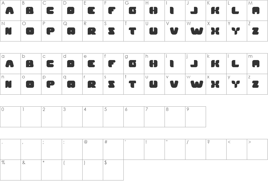 British pop Music font character map preview