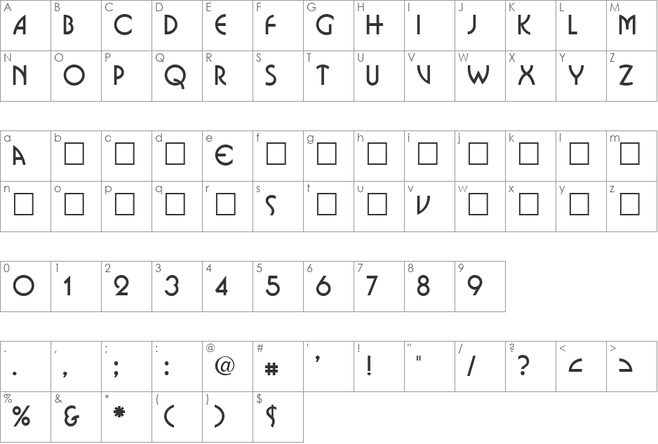 BRITTA font character map preview