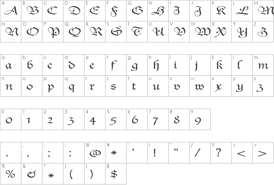 AgincortExtended font character map preview