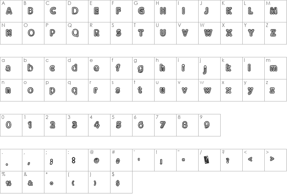 BroadwayEvent font character map preview