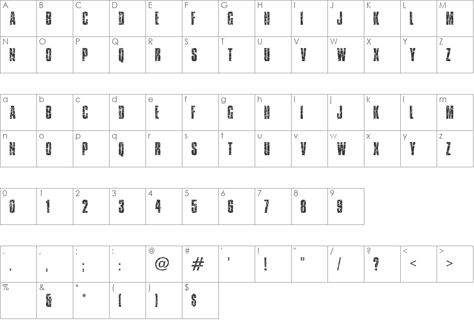 Broken Glass font character map preview