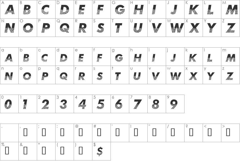 Broken Glass font character map preview