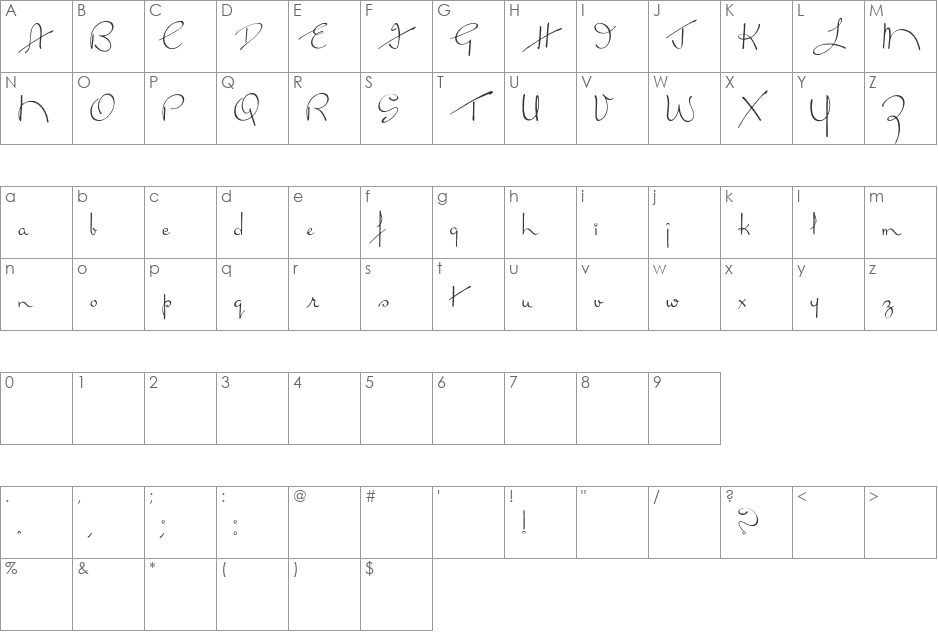 Broken Kiss font character map preview