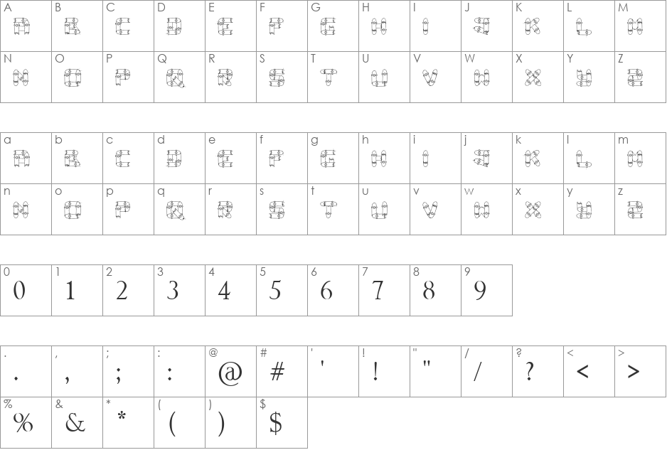 Broken Skate deck font character map preview