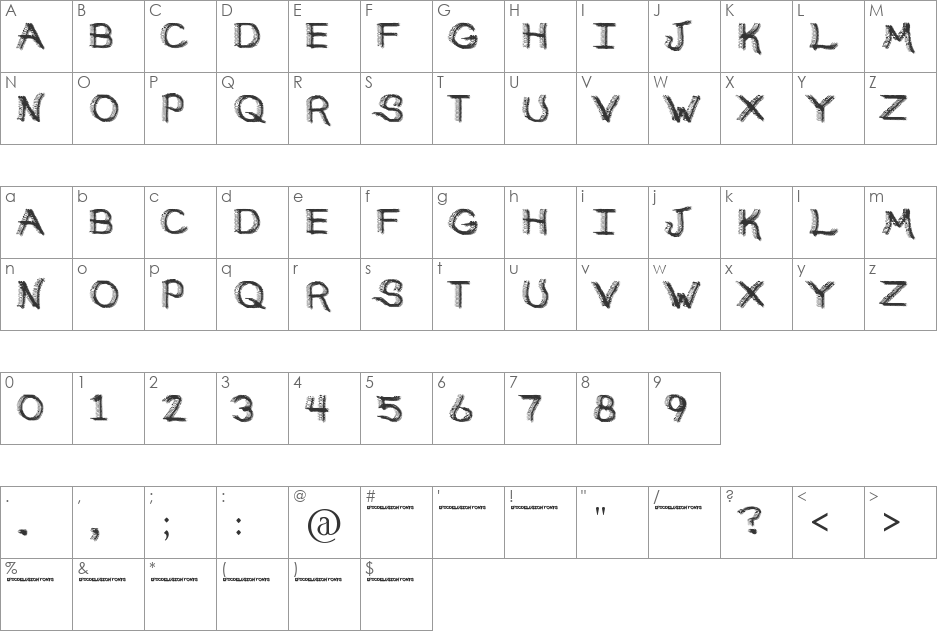 Broken Soul font character map preview