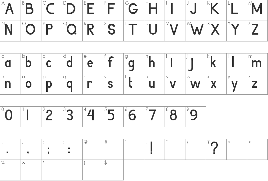 Agoestoesan font character map preview