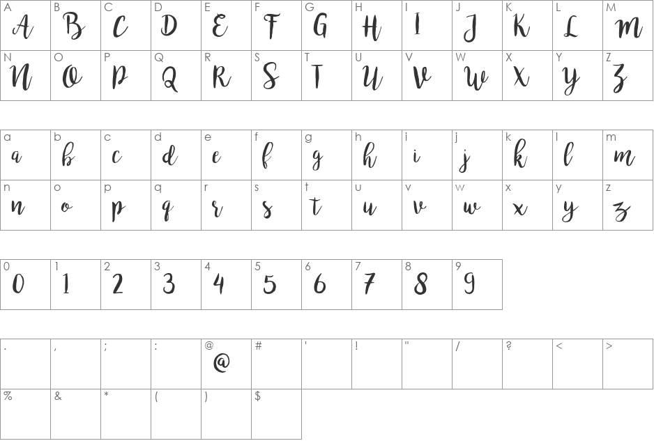 bromello font character map preview