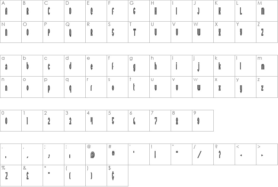 Bromide font character map preview