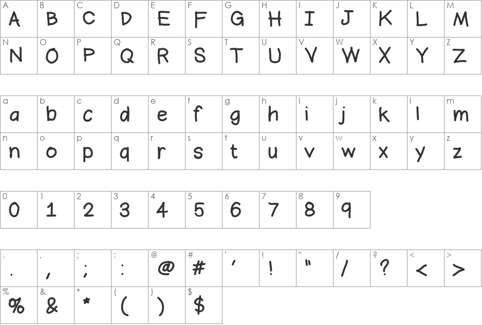 Bromine font character map preview