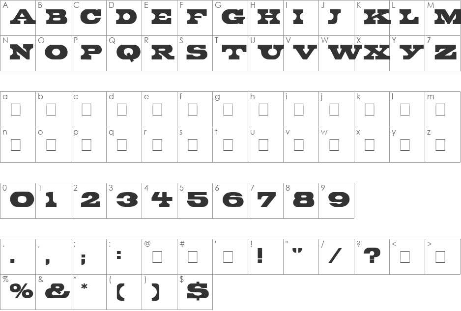 Bronte Display Caps SSi font character map preview