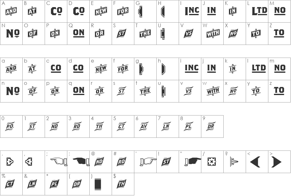 BrothersWordLogos font character map preview
