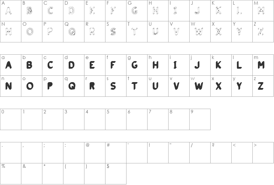 Brouhaha font character map preview