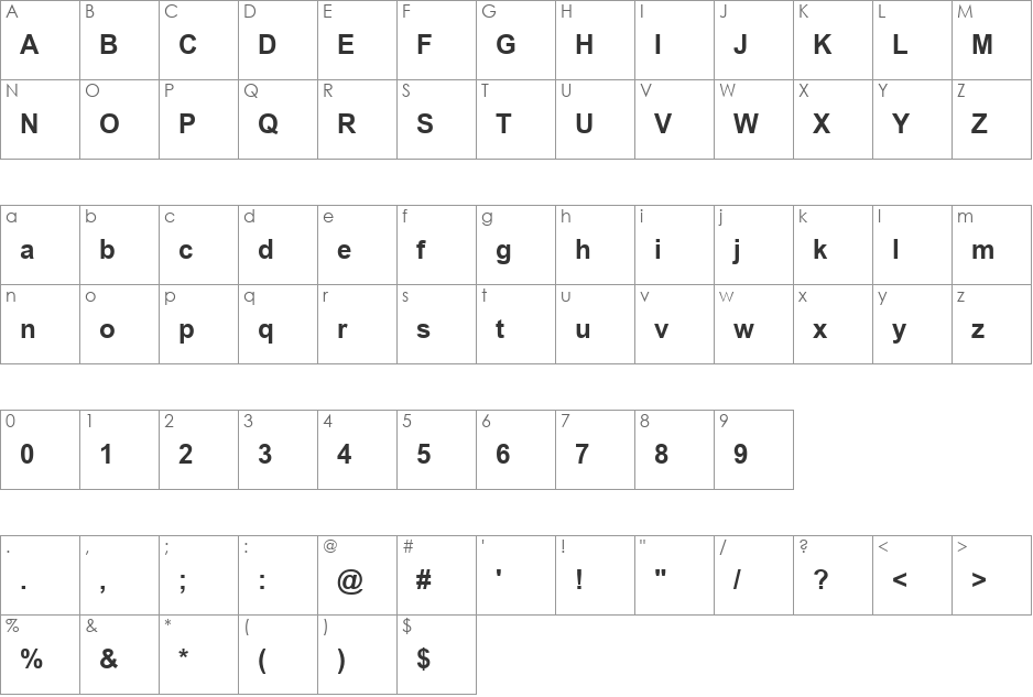 Browallia New font character map preview