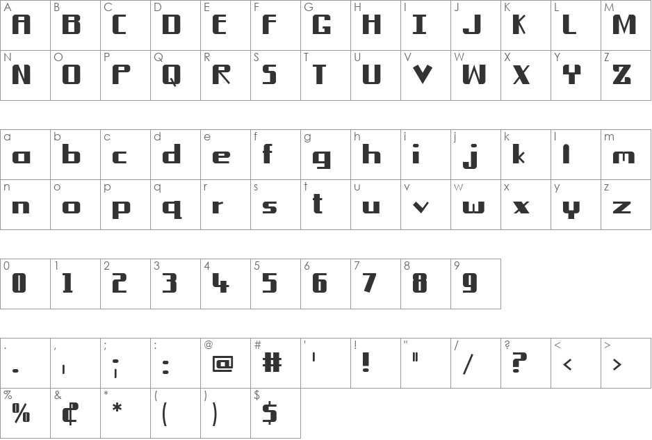 Brown Rubber 101 font character map preview