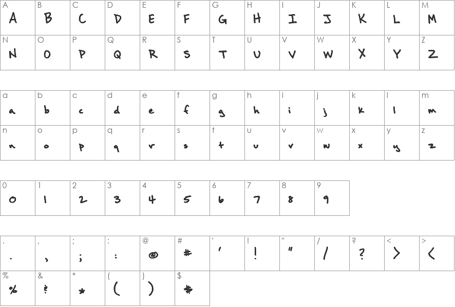 BrownBagLunch font character map preview