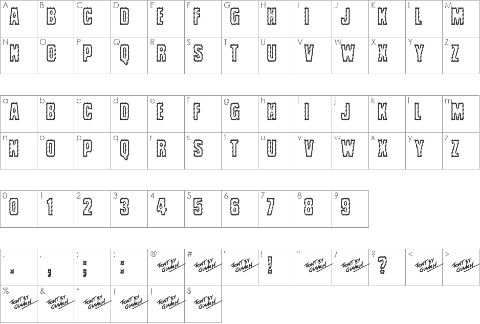 Brrritty font character map preview