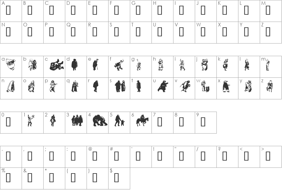Bruegheliana font character map preview