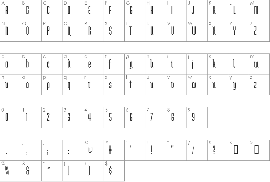 BrunnhildeTwo font character map preview