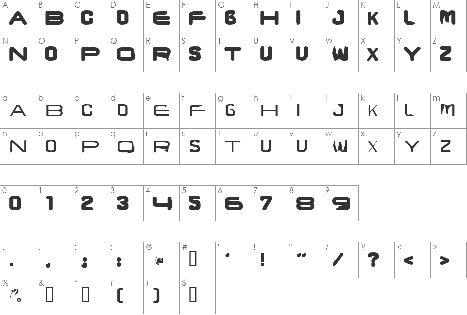 BrunstCaps font character map preview