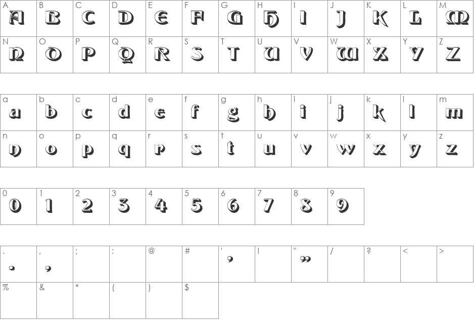 Brunswyk font character map preview