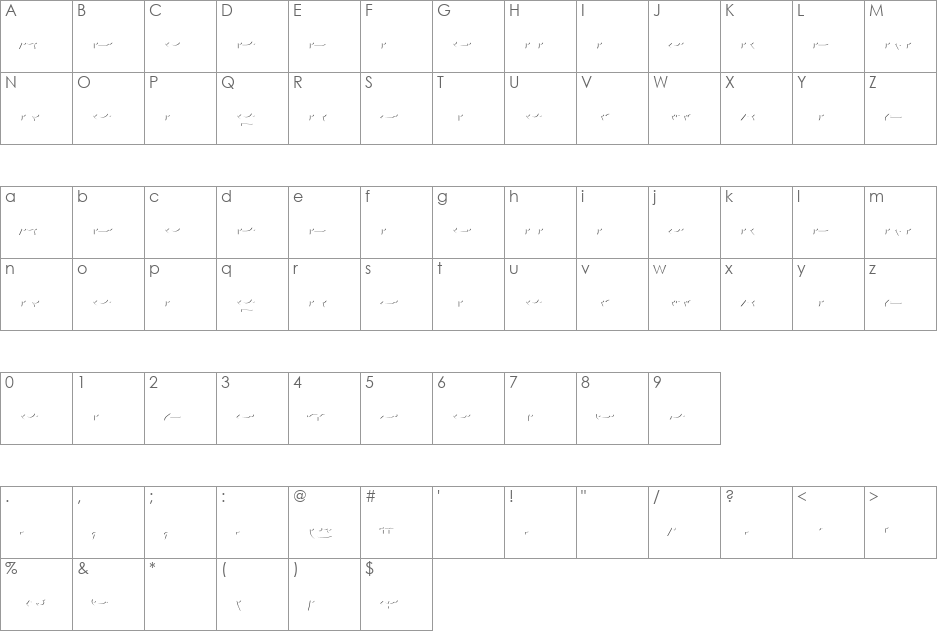 AgreloyS1 font character map preview