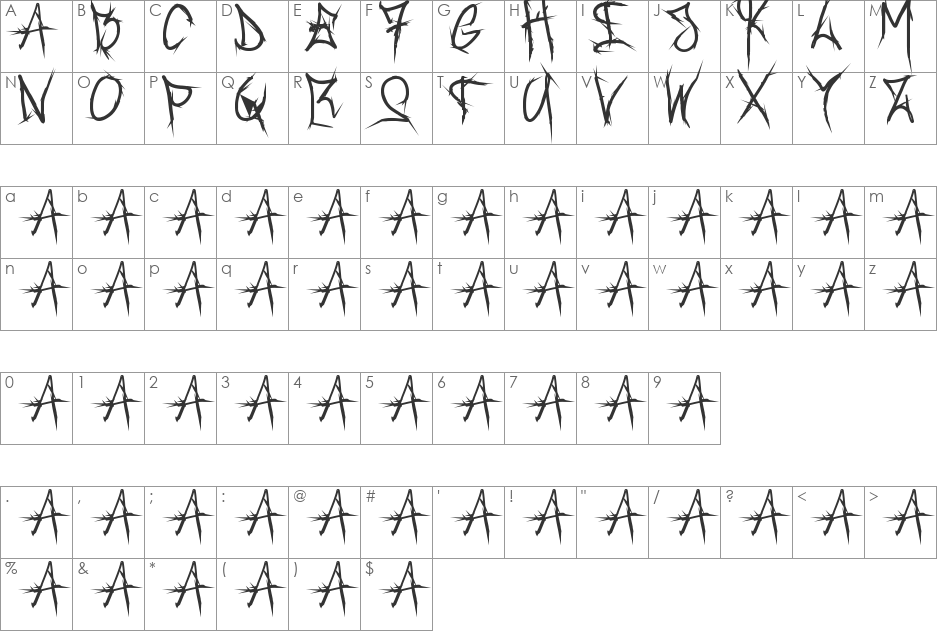 Brush_Of_Anarchy font character map preview