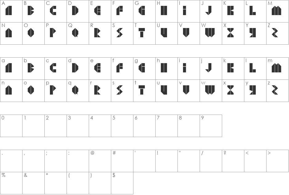 Agressiv font character map preview