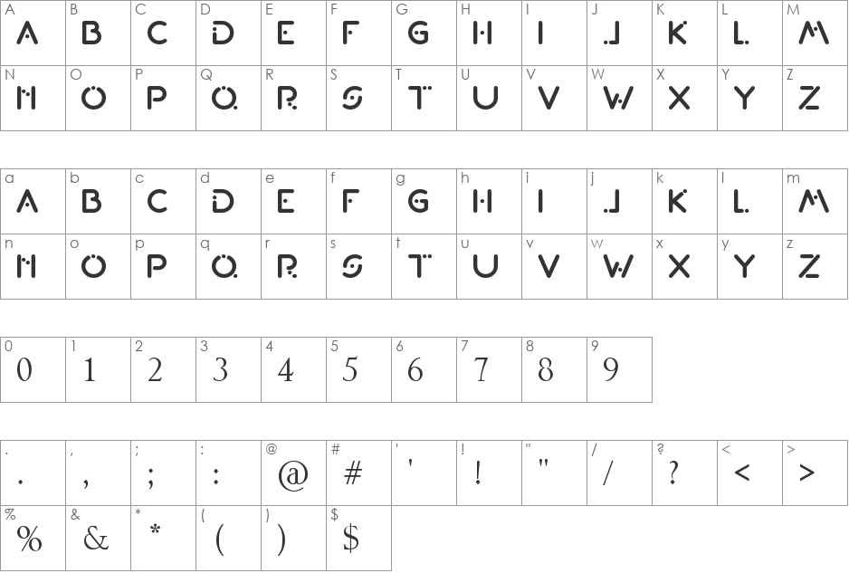 BT Telecom font character map preview