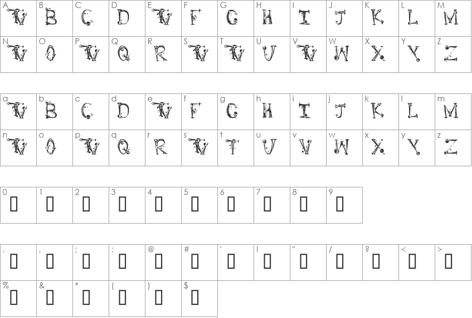 BT TRIAL VERSION Day7 BBA font character map preview