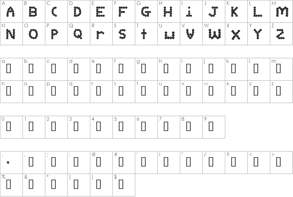 bubba font character map preview