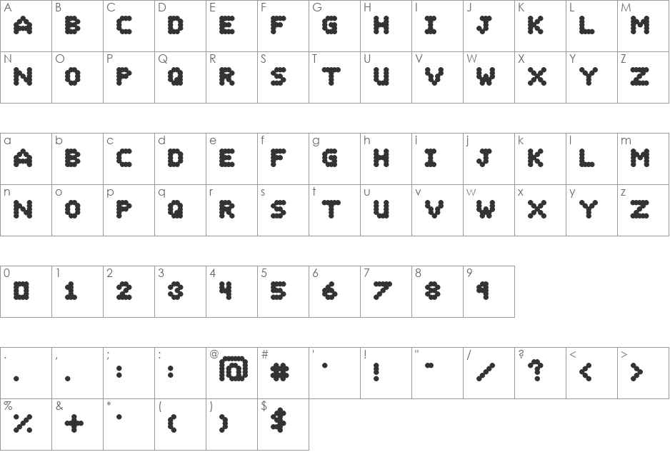 Bubble font character map preview