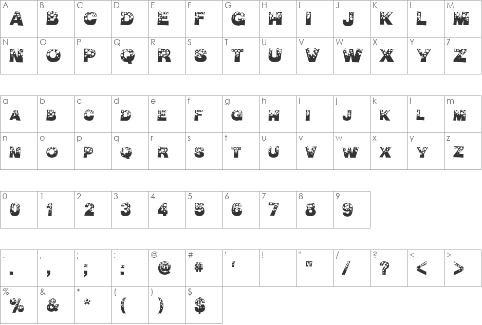 Bubble Man font character map preview