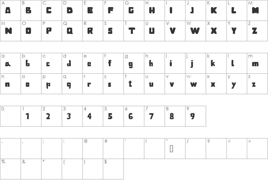 BubbleBaZ font character map preview