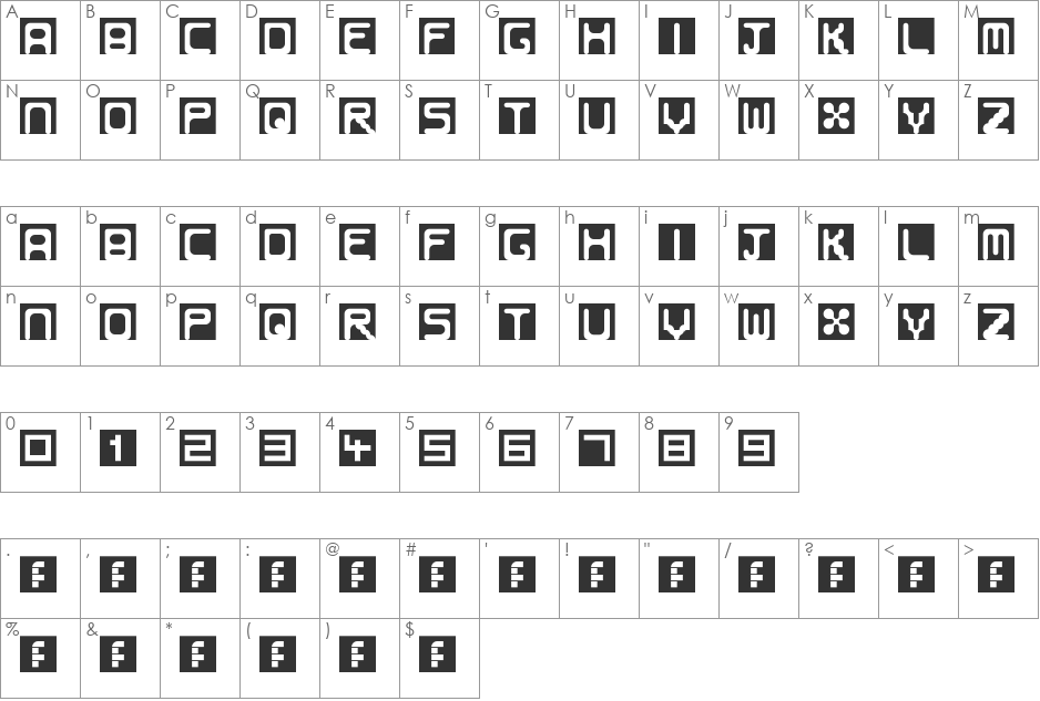 BubbleBorder font character map preview