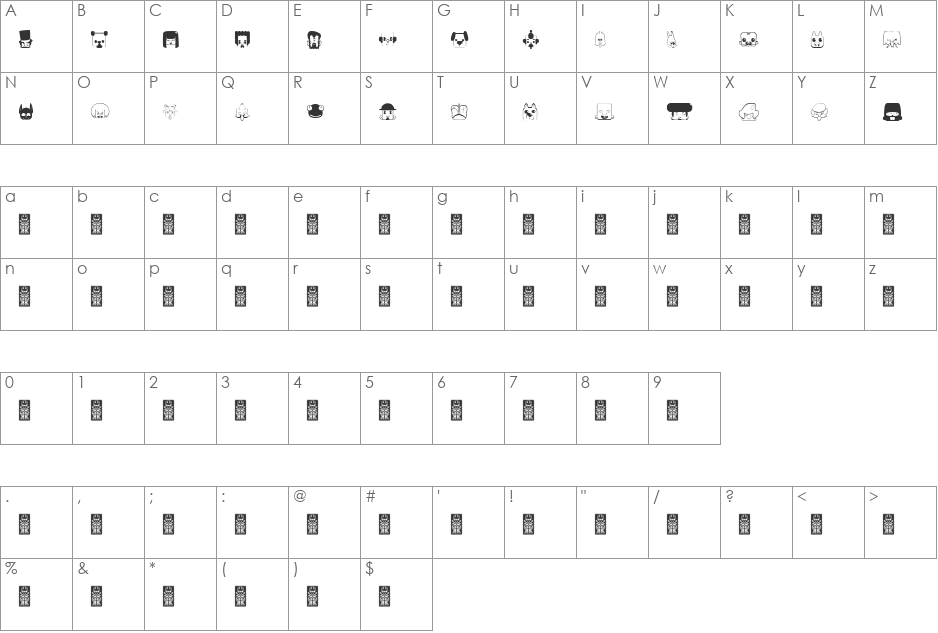 bubbledco font character map preview
