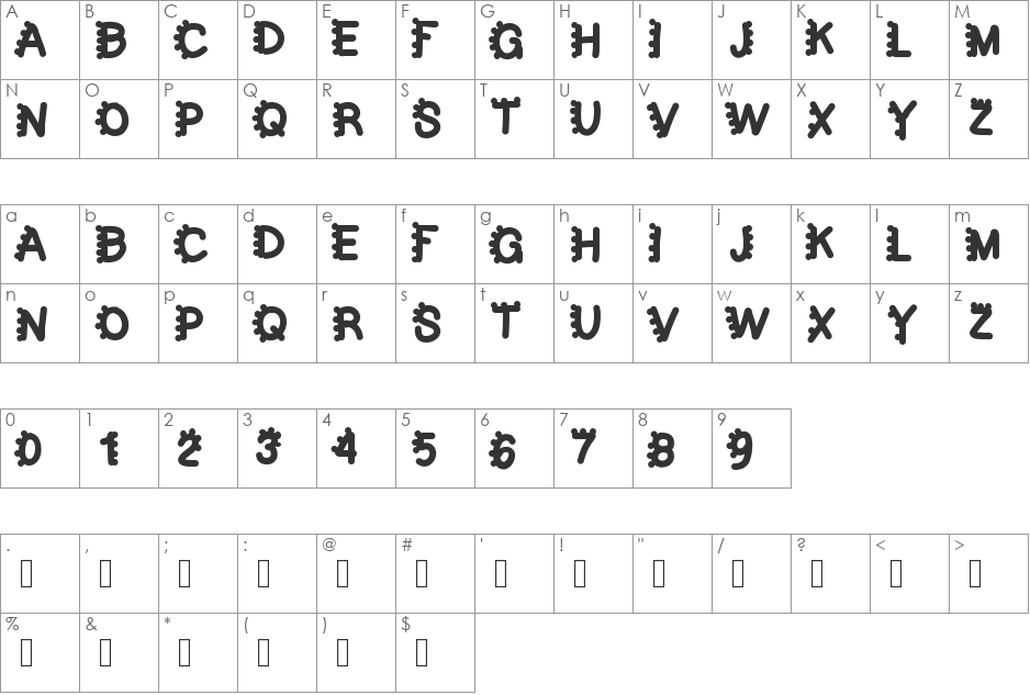 bubblefont font character map preview