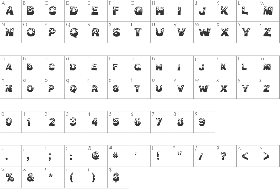 BubbleMan font character map preview
