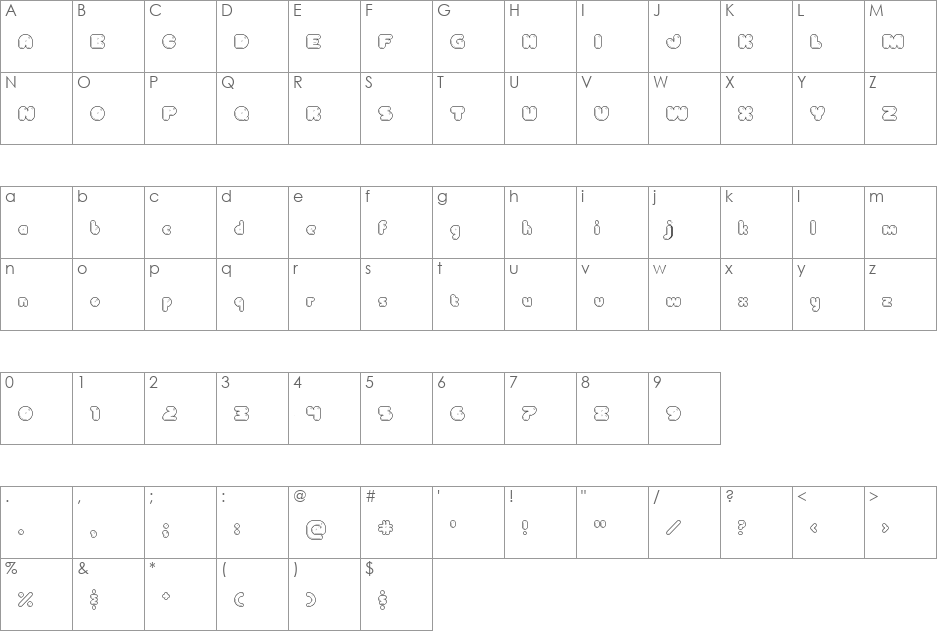 Bubblemania font character map preview